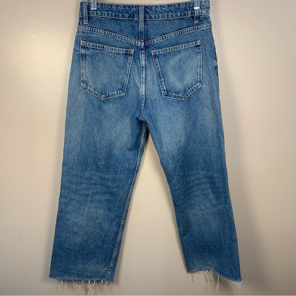 Zara The Grunge Pant Denim Distressed Jeans Raw Hem - Picture 4 of 7